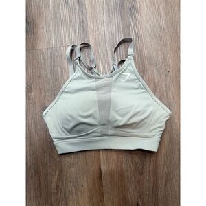 Gymshark‎ Medium Support Sports Bra Light Grey Mesh Panel Adjustable Straps S